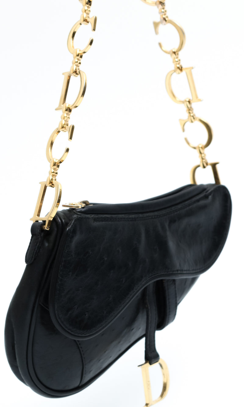 Dior Ostrich Chain Saddle Bag