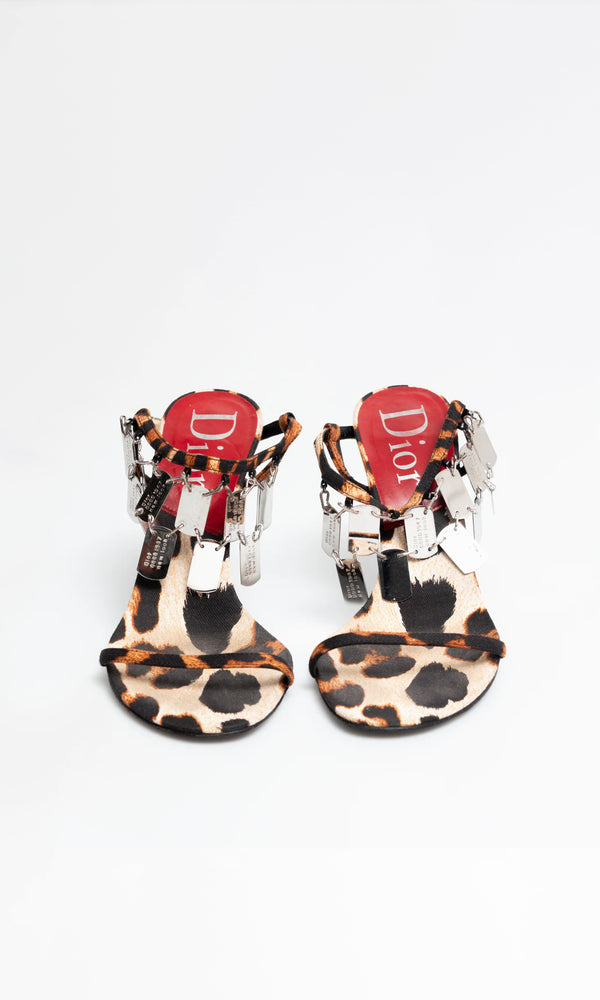 Dior Leopard Dog Tag Heels