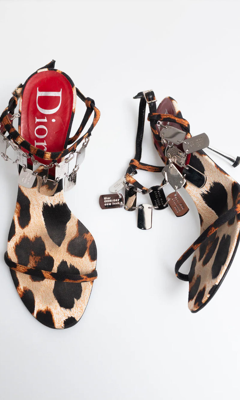 Dior Leopard Dog Tag Heels