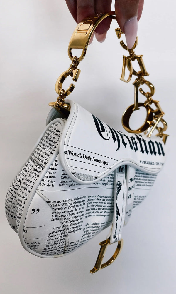 Dior Galliano Newspaper Mini Saddle Bag