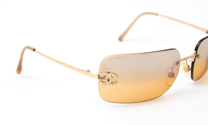 Chanel Rimless Rhinestone Sunglasses