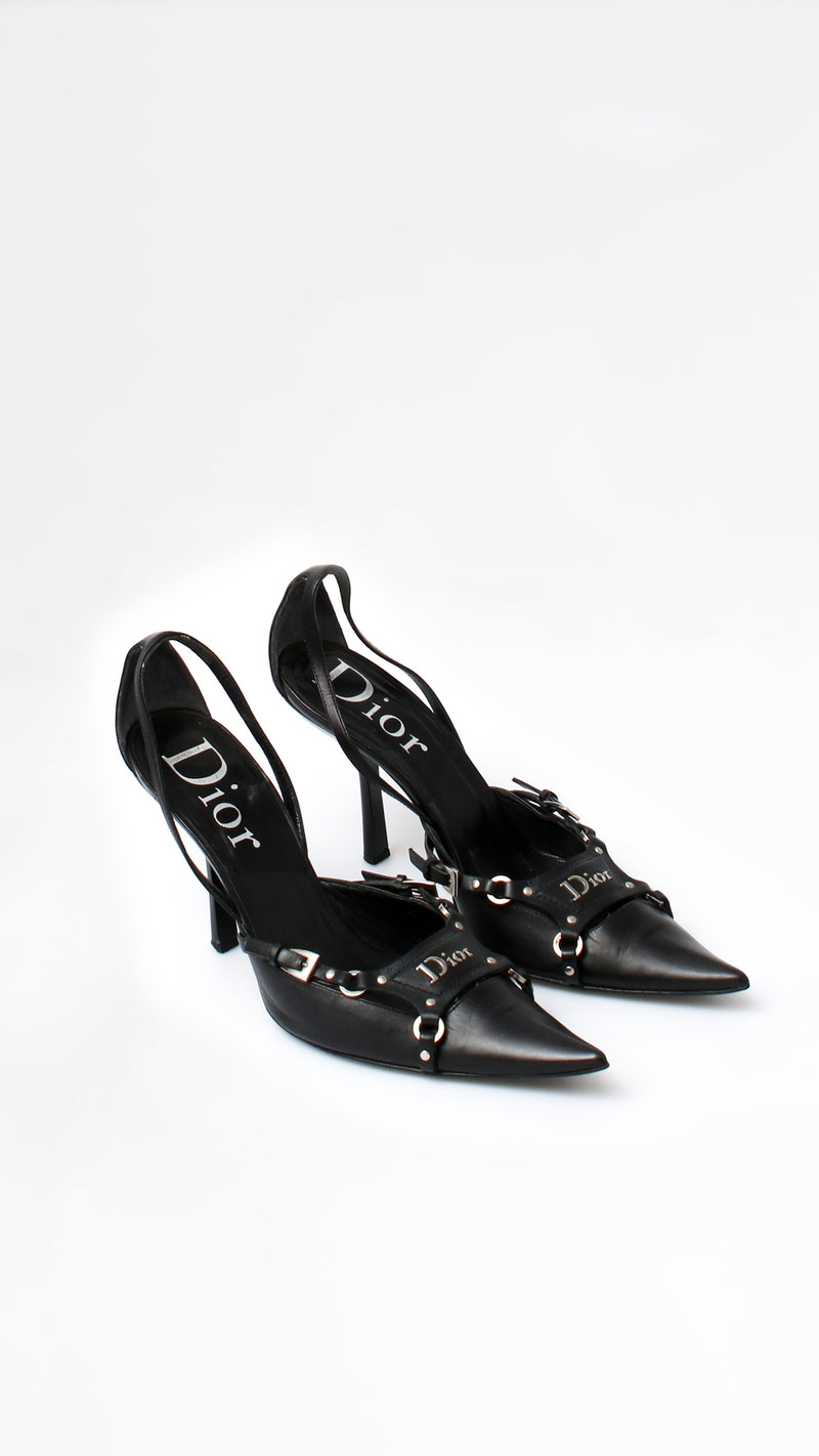 Dior Leather Bondage Heels