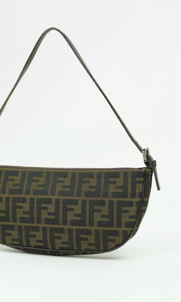 Fendi Zucca Crescent Shoulder Bag