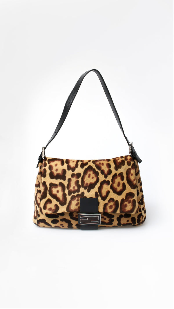 Fendi Pony Fur Leopard Mamma Baguette Bag
