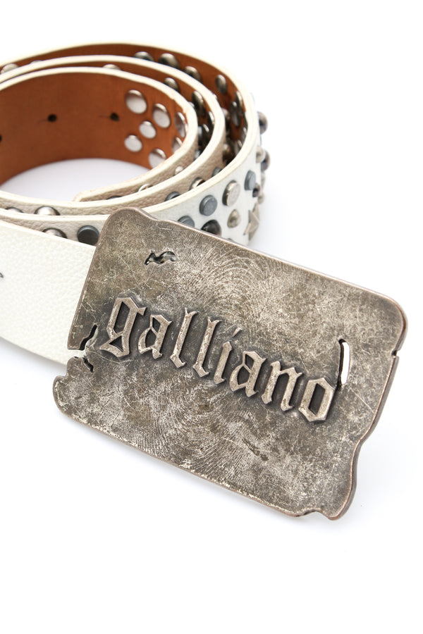 Galliano Leather Studded Belt