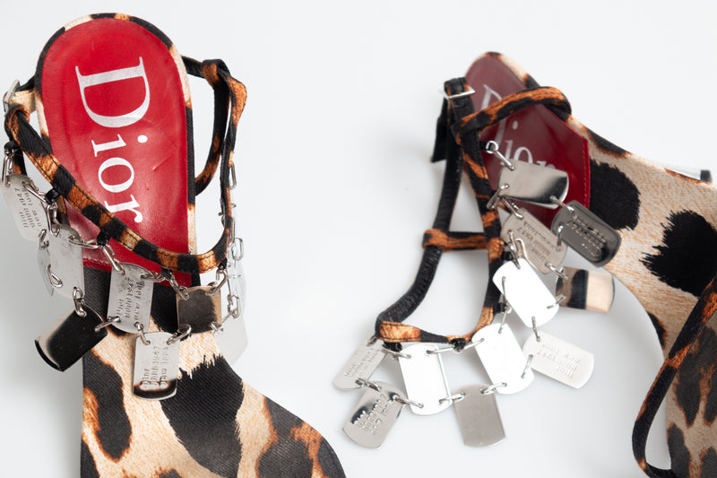 Dior Leopard Dog Tag Heels