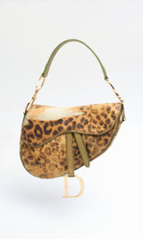 Dior Leopard Ostrich Saddle Bag