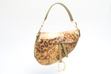 Dior Leopard Ostrich Saddle Bag