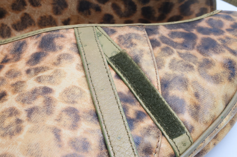 Dior Leopard Ostrich Saddle Bag