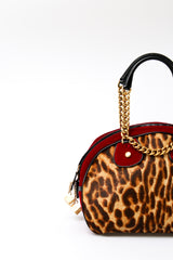 Dior Leopard Print Pony Hair Gambler Dice Bag