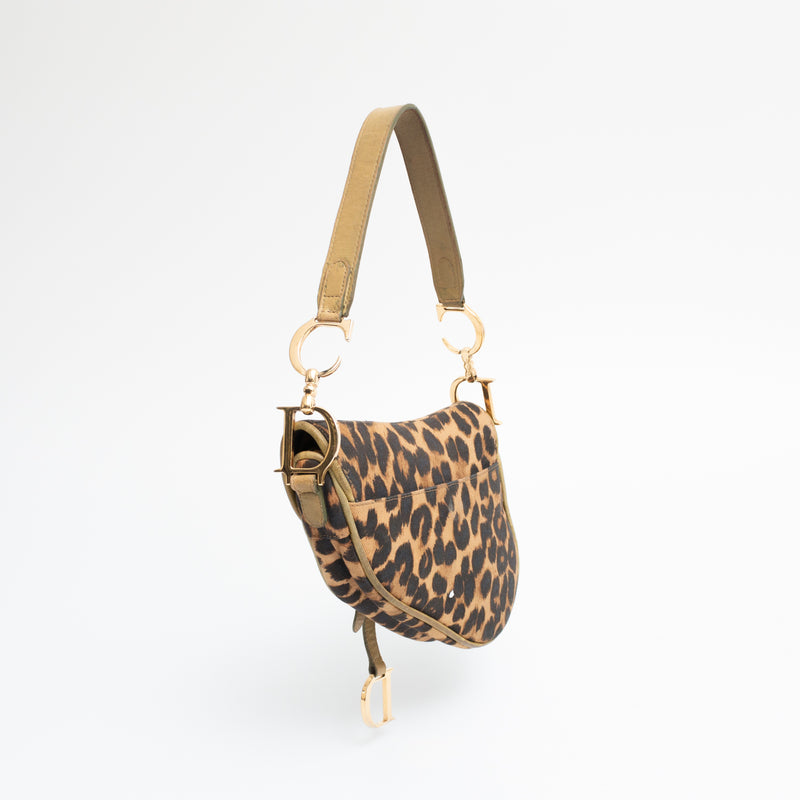 Dior Leopard Ostrich Saddle Bag