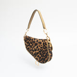 Dior Leopard Ostrich Saddle Bag