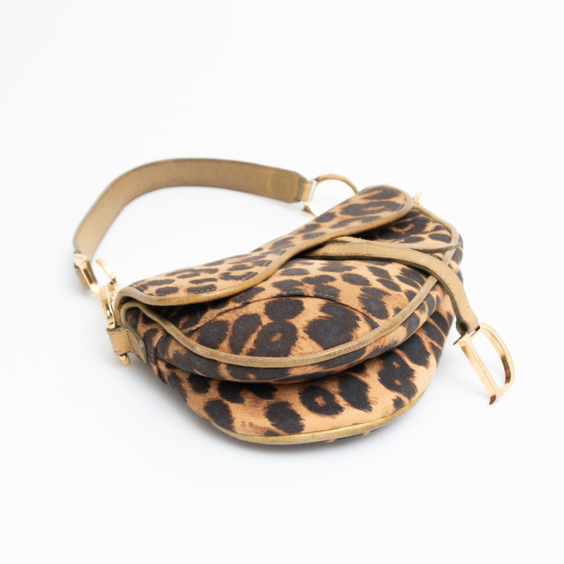 Dior Leopard Ostrich Saddle Bag