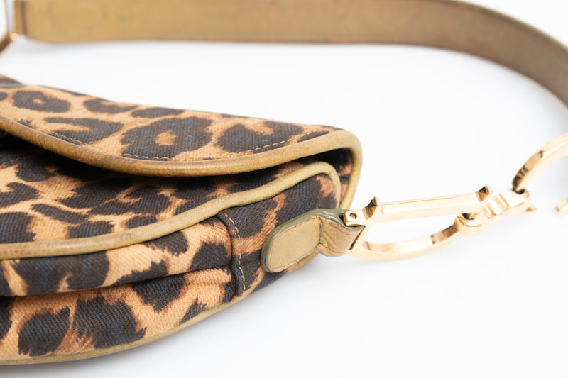 Dior Leopard Ostrich Saddle Bag