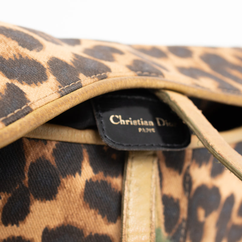 Dior Leopard Ostrich Saddle Bag