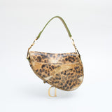 Dior Leopard Ostrich Saddle Bag