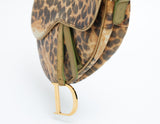 Dior Leopard Ostrich Saddle Bag