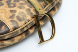 Dior Leopard Ostrich Saddle Bag