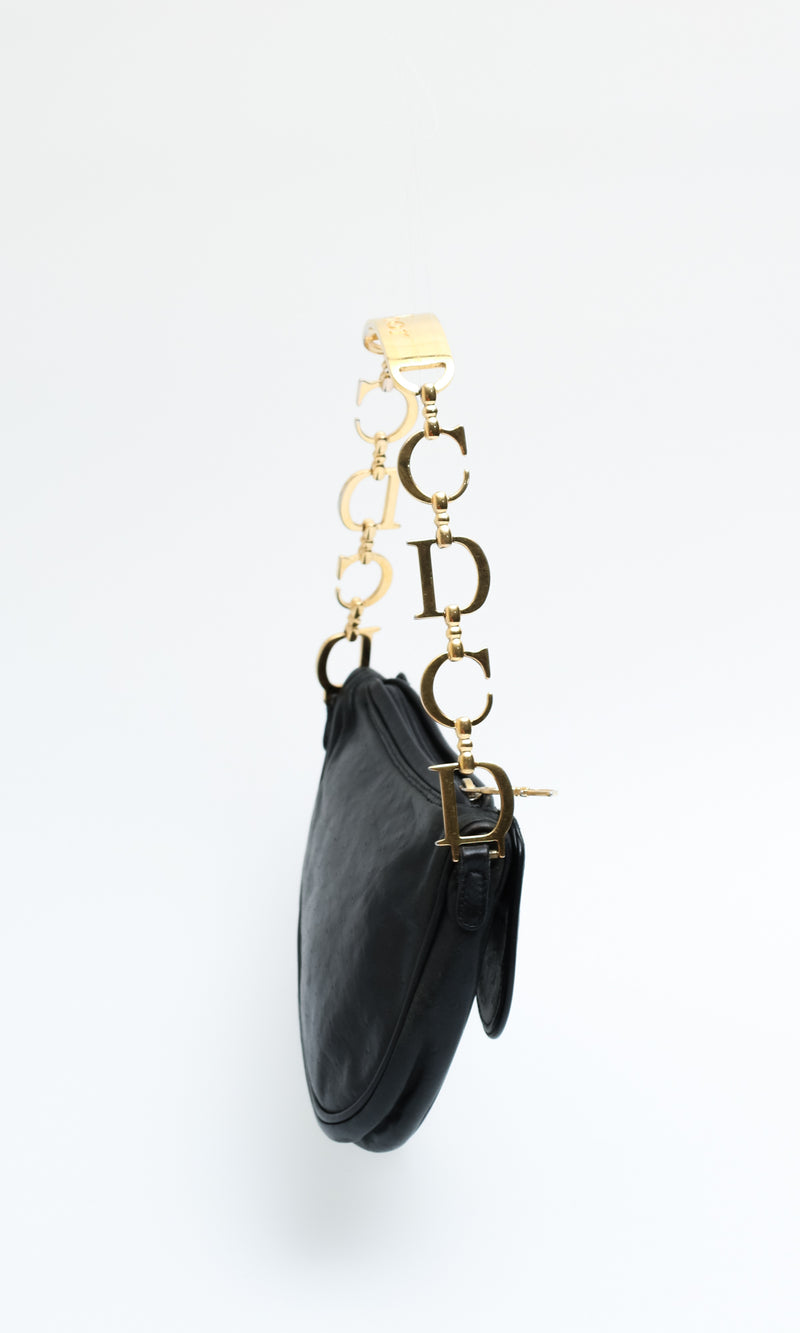 Dior Ostrich Chain Saddle Bag