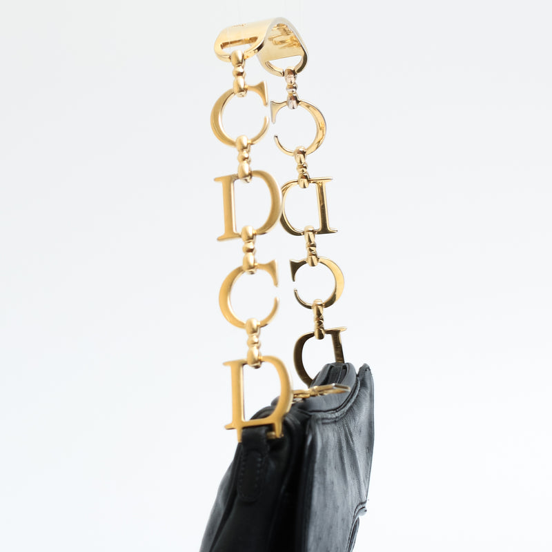 Dior Ostrich Chain Saddle Bag