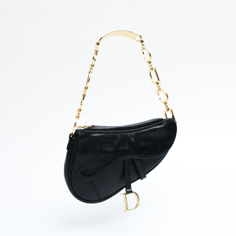 Dior Ostrich Chain Saddle Bag