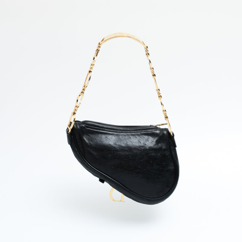 Dior Ostrich Chain Saddle Bag