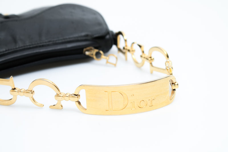 Dior Ostrich Chain Saddle Bag