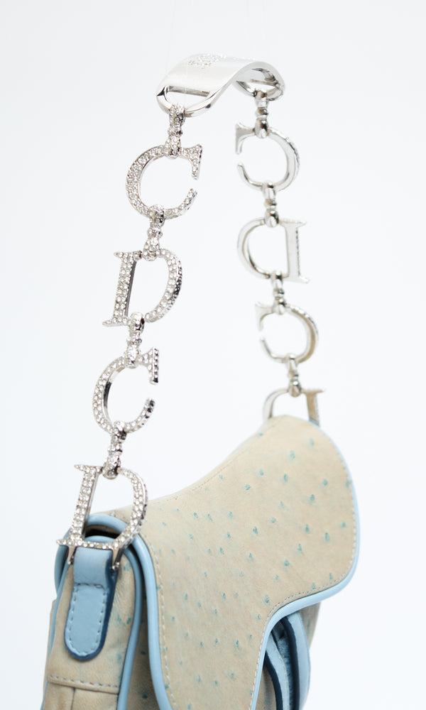 Dior Ostrich Chain Saddle Bag