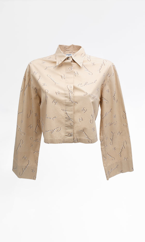 Chanel Scripted Cropped Shirt