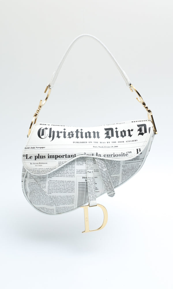 Dior Newspaper Print Saddle Bag