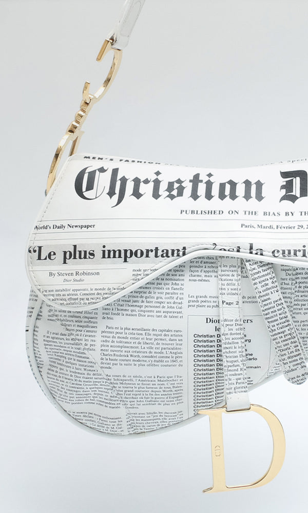 Dior Newspaper Print Saddle Bag