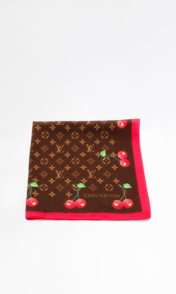 Louis Vuitton X Takashi Murakami Monogram Cherry Scarf