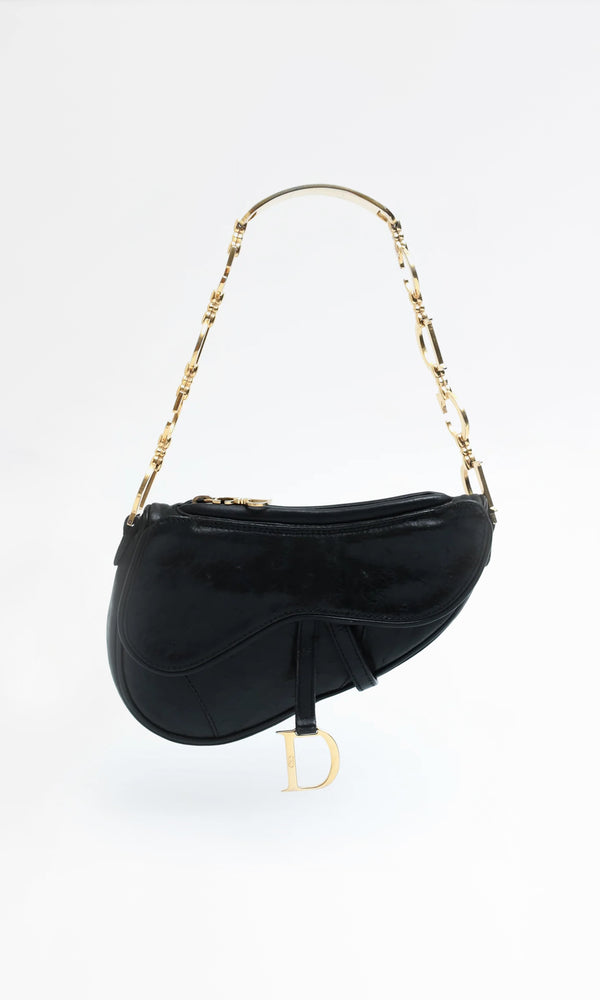 Dior Ostrich Chain Saddle Bag