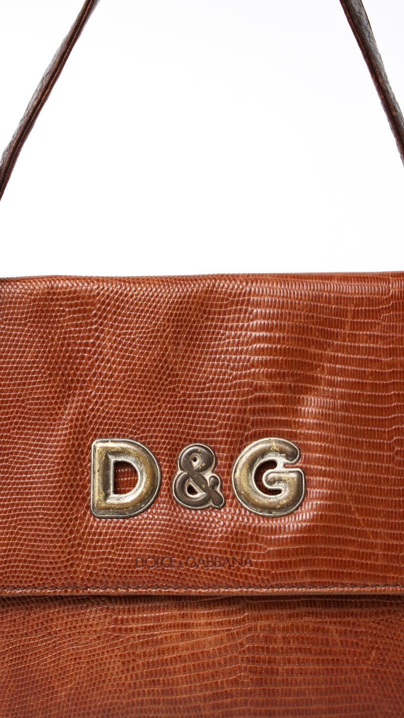 Dolce & Gabbana Lizard Embossed Leather Tote