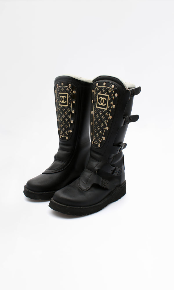 Chanel Biker Logo Boots