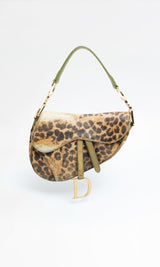 Dior Leopard Ostrich Saddle Bag