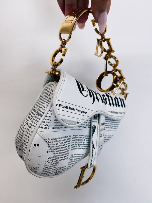 Dior Galliano Newspaper Mini Saddle Bag